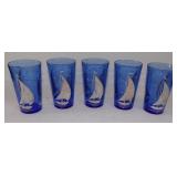 Vintage Hazel Atlas Cobalt Blue w/ White Sailboat