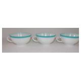 (3) Vintage 1960's Pyrex Coffee Tea Cups w/ Aqua