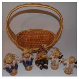 Wicker Basket w/ (5) Fall Autumn Decorative