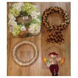 Decorative Wreath Lot - Fall Scarecrow, Floral +