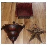 (3) Metal Tin Decorative Holders - (2) Are Wall