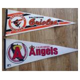 (2) Vintage Large Felt Baseball Pennant Flags -