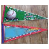 (2) Vintage Baseball Sports Fever Large Felt