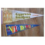 (2) Vintage Felt Pennant Flags - Large Cypress