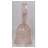 Vintage Pink Depression Era Glass Etched Bell w/