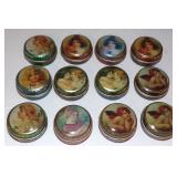 (12) Vintage Cupid Cherub Pill Trinket Round