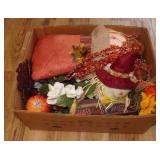 Box Lot of Fall Autumn Decorations - Wreath,