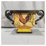 Metal Rooster Flower Planter Vase