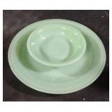 Vintage Fire-King Jadeite bowl and plate. Both
