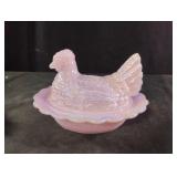 Vintage Crown Tuscan Carnival Glass Hen on