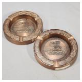 (2) Winston Select Copper Tone Ashtrays
