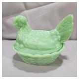 Medium Jadeite Hen on Nest