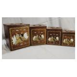 Vintage Wooden "Roosters" Canister Set