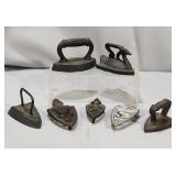 7pcs. Miniature Cast Iron Flat Irons & Trivets