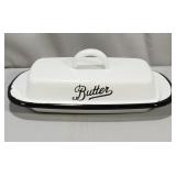White Enamel Butter Dish