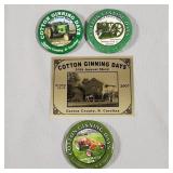 4pcs. Cotton Ginning Days Buttons and Tag