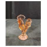 Vintage Depression Style Peach Glass Mini Rooster