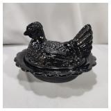 Mosser Glass Black Standard Hen on Nest