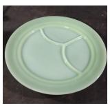 Vintage green jadeite divided plate. Has a tiny