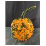 Unique homegrown pumpkin sprayed with schlack. N