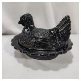 Mosser Glass Black Standard Hen on Nest