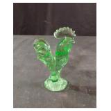 Depression-style green glass rooster figurine.