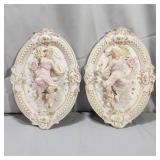 (2) Porcelain Andrea by Sadek Wall Plaques