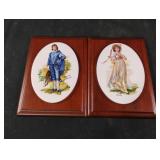 vintage oval wooden wall plaques featuring