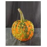 Unique homegrown pumpkin sprayed with schlack. N