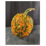 Unique homegrown pumpkin sprayed with schlack. N