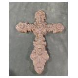 Vintage ornate, rustic brown cast iron wall cross
