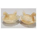 (2) Amber Swirl Miniature Hens on Nest Salt