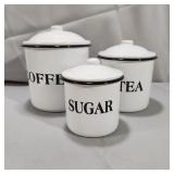 3pc. White Enamel Canister Set