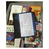 Tub of cookbooks