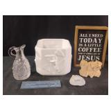 Home decor including a ceramic planter, Love rock