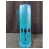 vintage Thermos blue and black diamond pattern