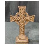 Vintage cast iron ornate cross door stopper