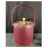 Vintage mid-century modern maroon faux-leather
