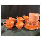 MCMorange melamine or Melmac dinnerware. 25 pieces
