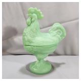 Jadeite Standing Rooster Candy Dish
