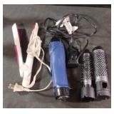 Curling brush and and straightening iron. Powers