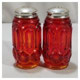 Smith Glass "Moon & Star" Amberina Shaker Set