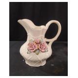 Vintage White Porcelain Lattice Pattern Pitcher