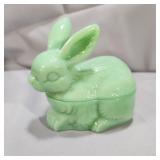 Jadeite Covered Rabbit Candy Dish