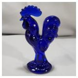 Cobalt Blue Standing Rooster Figure