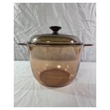 vintage Corning Visions Amber Glass Dutch Oven /