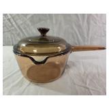 vintage Corning Visions Amber Glass Saucepan 1L