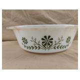 Vintage Glasbake Avocado Green Daisy Casserole 2