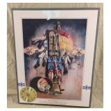 American Indian style wall clock 16 x 20