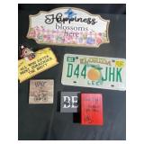 Wall hangings, decor, license plate etc